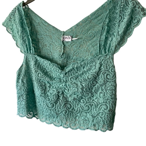 Free People Intimately Bralette Lace Crop Boho Floral Summer Army Green SZ PS - Picture 4 of 8